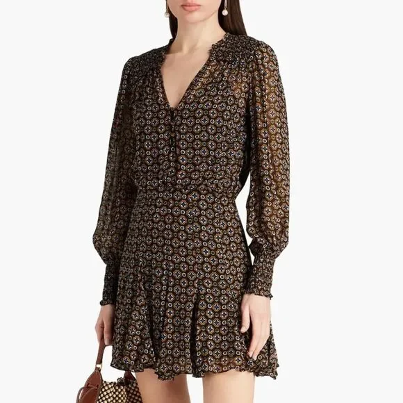 NWT VERONICA BEARD Sacchi printed chiffon mini dress Size 0